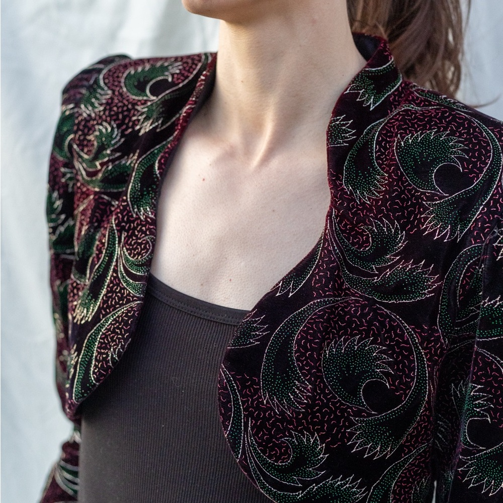 Vintage Bolero -Black, Green with splash of Red